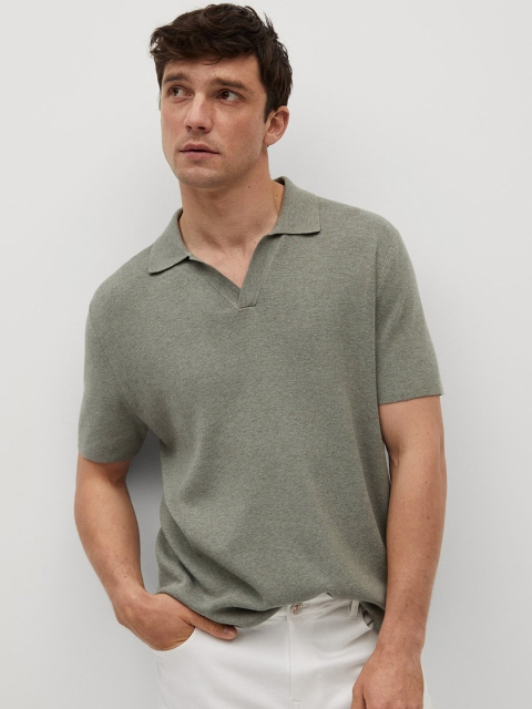 

MANGO MAN Green Polo Collar T-shirt