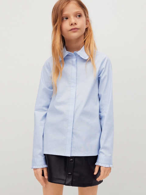 

Mango Kids Girls Blue Solid Casual Shirt