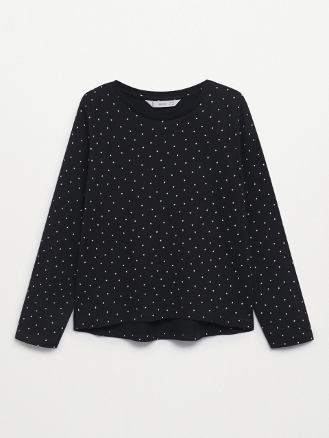 

Mango Kids Girls Black & White Cotton Star Printed T-shirt