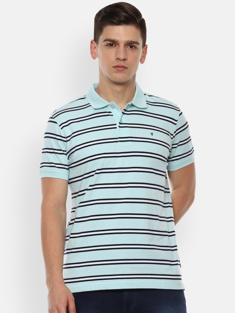 

Van Heusen Sport Men Blue Striped Pure Cotton Polo Collar T-shirt