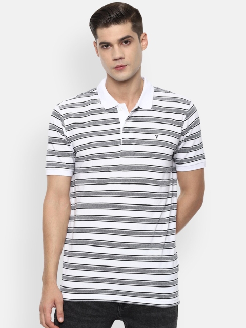 

Van Heusen Sport Men Grey Striped Polo Collar Pure Cotton T-shirt