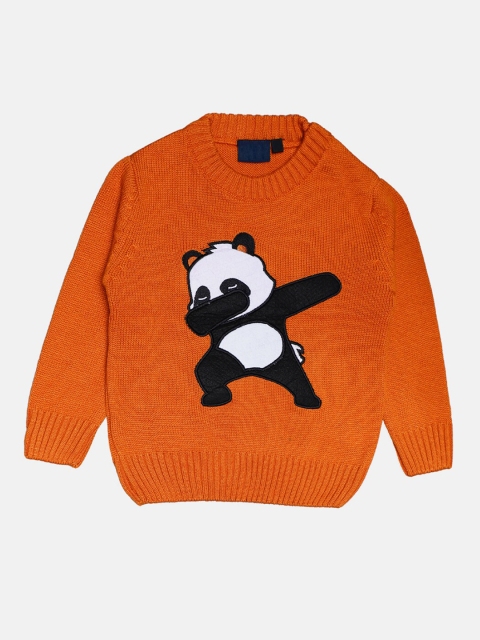 

CHIMPRALA Girls Orange & Black Humour and Comic Printed Pullover