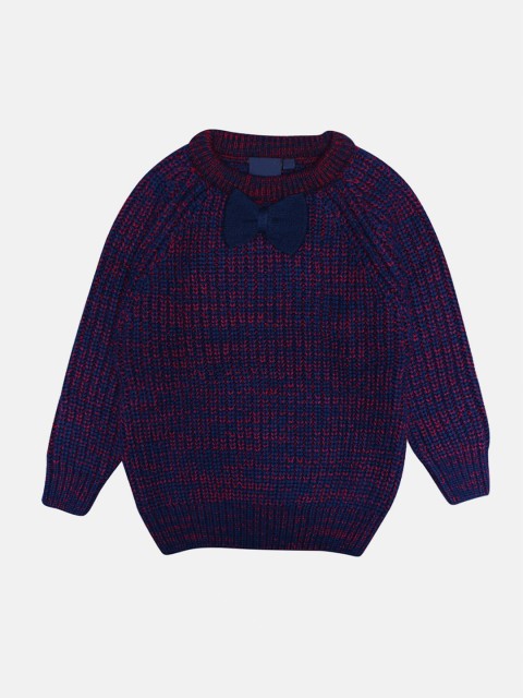 

CHIMPRALA Girls Purple & Maroon Ribbed Pullover