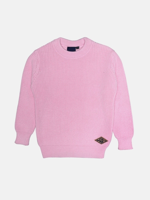 

CHIMPRALA Girls Pink Solid Woolen Pullover