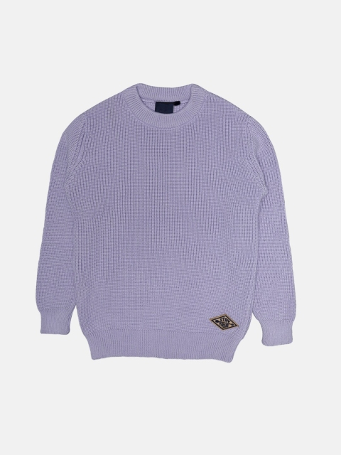 

CHIMPRALA Girls Purple Ribbed Woolen Pullover