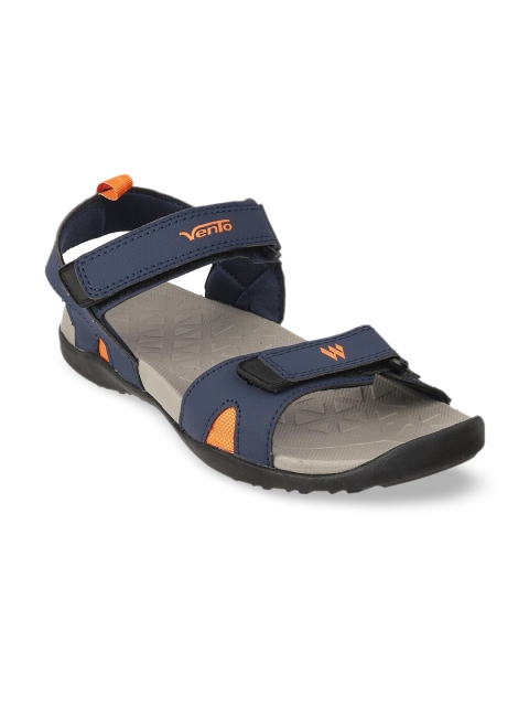 

Vento Unisex Navy Blue & Grey Solid Sports Sandals