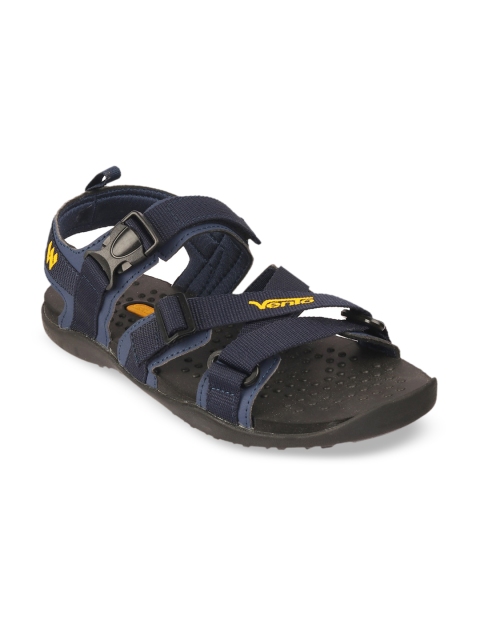 

Vento Navy Blue & Yellow Solid Sports Sandal
