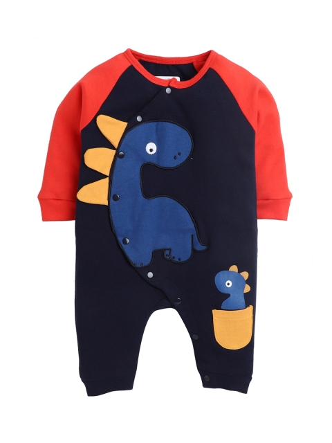 

BUMZEE Infant Boys Navy Blue & Red Embroidered Cotton Sleepsuit