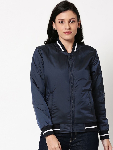 

Bewakoof Women Navy Blue Bomber Jacket