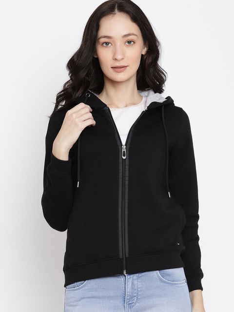 

METTLE Women Black Hooded Sweatshirt