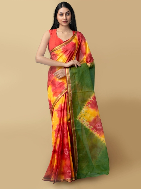 

Unnati Silks Women Multicoloured Pure Shibori Cotton Sustainable Saree, Multi