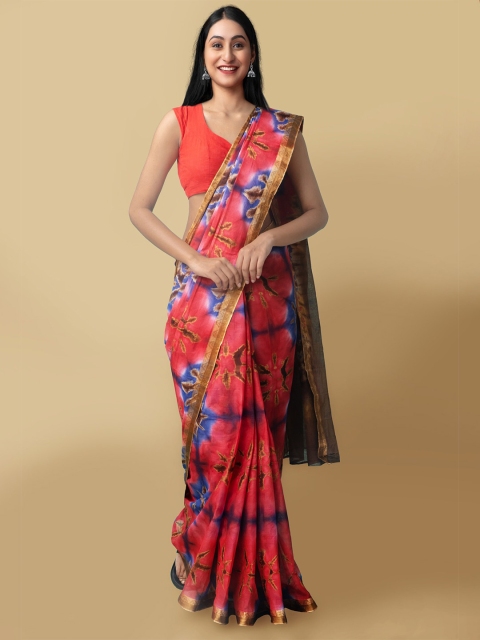

Unnati Silks Multicoloured Leheriya Zari Pure Shibori Cotton Leheriya Saree, Multi