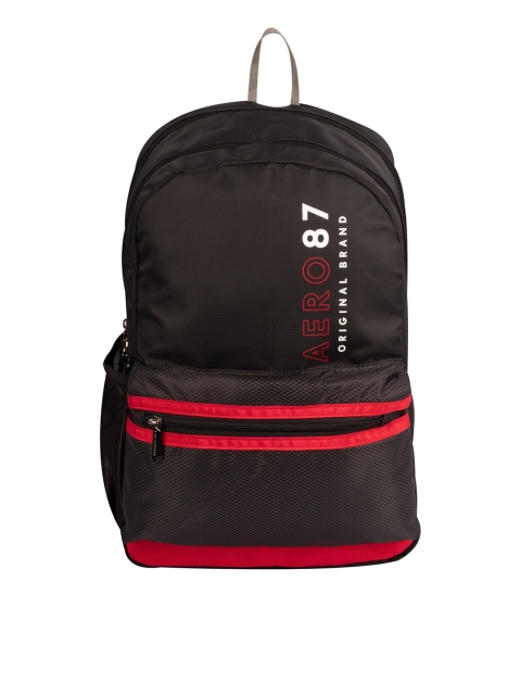 

Aeropostale Unisex Black & Red Alphanumeric Printed Padded Medium Backpack