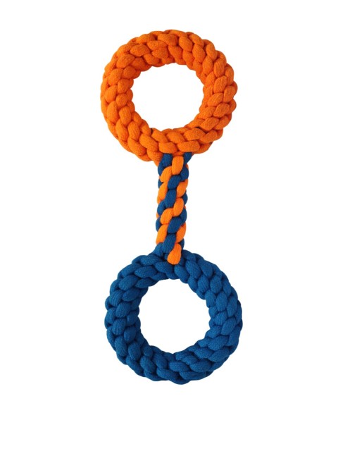 

Pawsindia Orange & Blue Roman Rings Cotton Dog Toy
