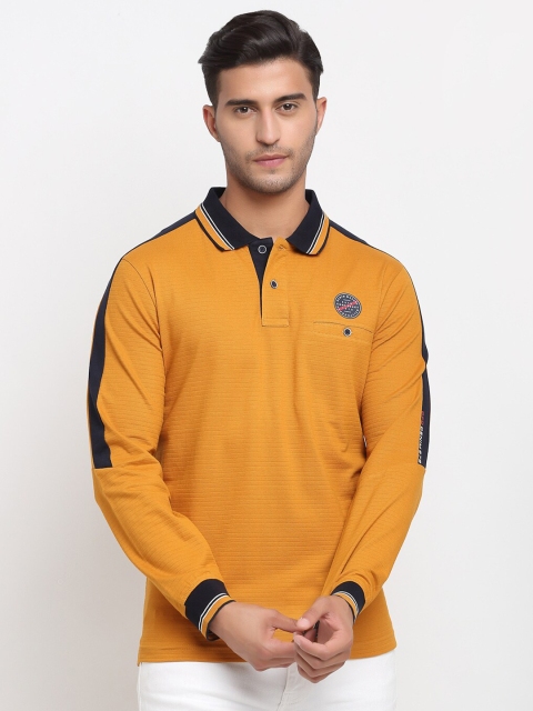 

CONFIDENCE Men Mustard Yellow Polo Collar Cotton Slim Fit T-shirt