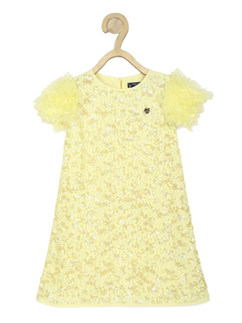 

Allen Solly Junior Yellow A-Line Sequined Dress