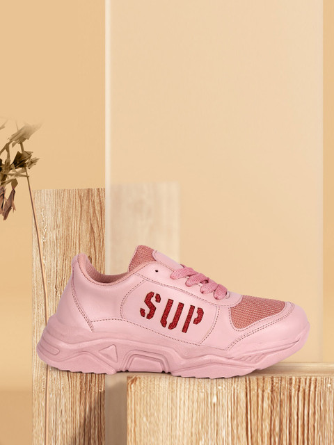 

Alishtezia Women Pink Textured Sneakers