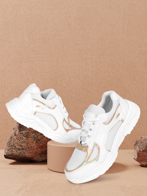 

Alishtezia Women White Woven Design PU Sneakers