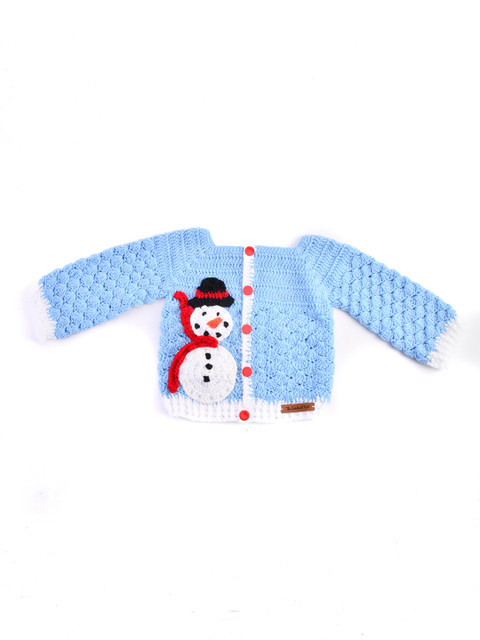 

The Original Knit Unisex Kids Blue & White Embroidered Cardigan
