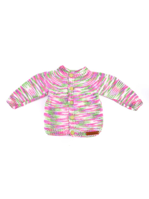 

The Original Knit Unisex Kids Pink & Green Colourblocked Cardigan