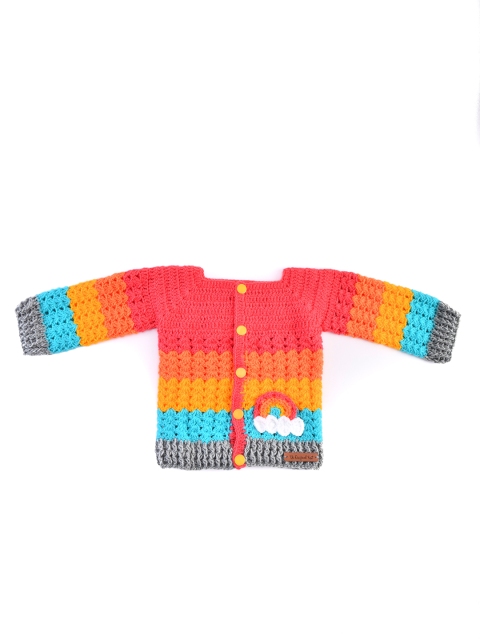 

The Original Knit Unisex Kids Red & Orange Cable Knit Cardigan