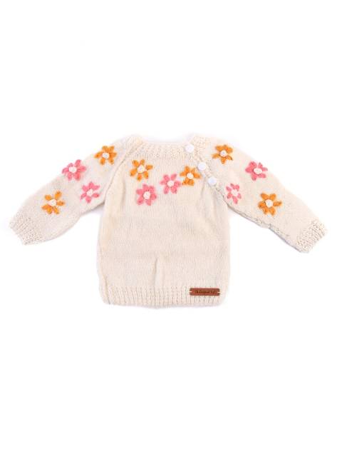 

The Original Knit Unisex Kids Cream-Coloured & Yellow Floral Pullover