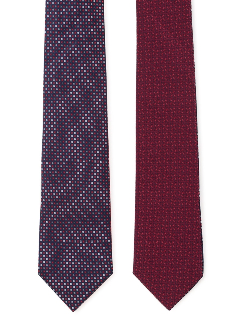 

Van Heusen Men Pack Of 2 Maroon & Blue Woven Design Broad Ties