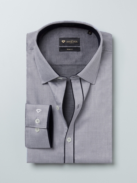 

INVICTUS Men Charcoal Grey Slim Fit Self-Design Formal Shirt