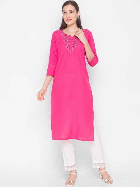 

ZOLA Women Pink Floral Embroidered Kurta