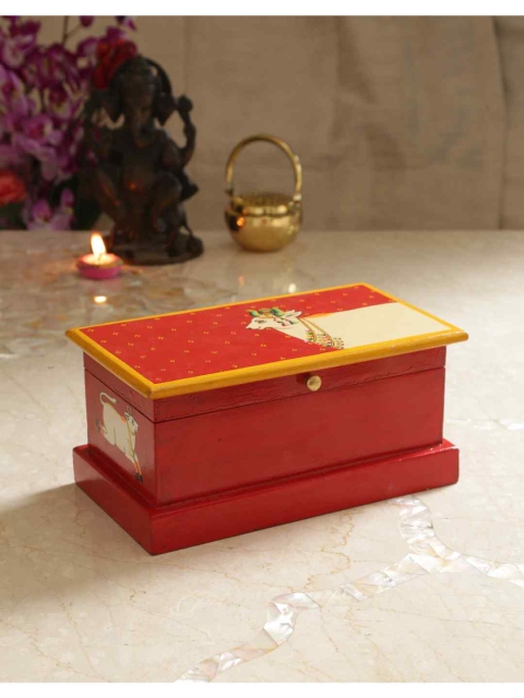 

Amoliconcepts Red Spacious Pichawai Handpainted Pooja Box