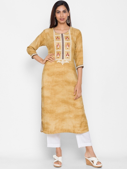 

ZOLA Women Beige Floral Embroidered Kurta