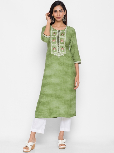 

ZOLA Women Green Ethnic Motifs Embroidered Kurta