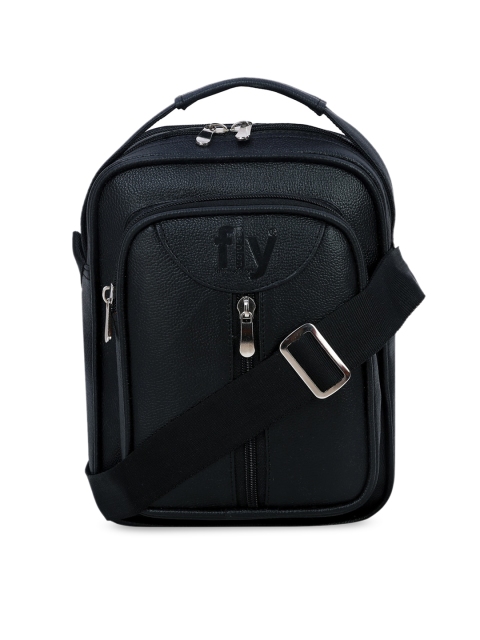 

Leather World Black PU Structured Sling Bag