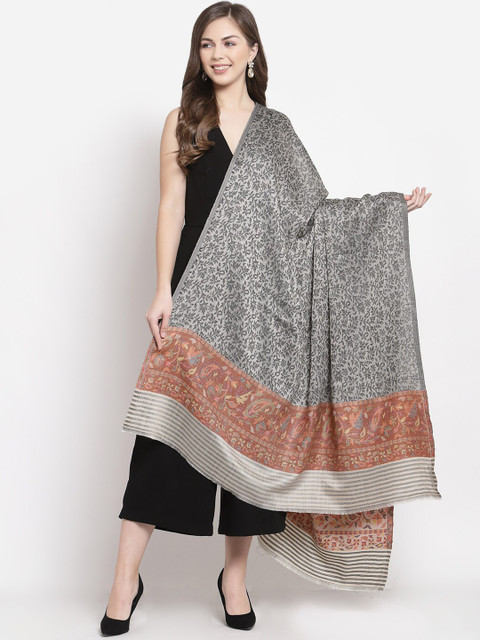 

Pashtush Women Grey & Brown Woven Design Shawl