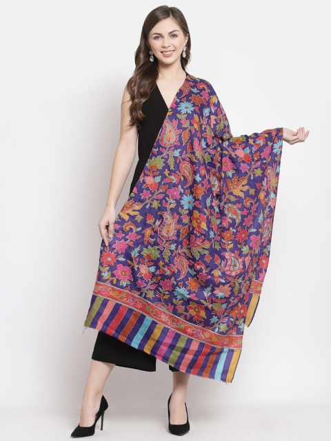 

Pashtush Women Blue & Red Embroidered Stole
