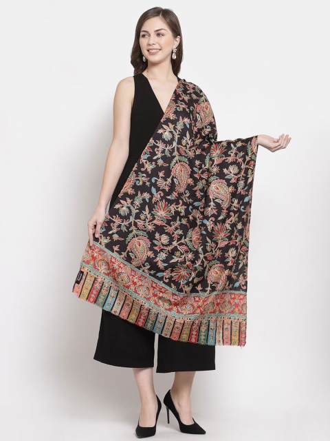 

Pashtush Women Black & Red Embroidered Stole