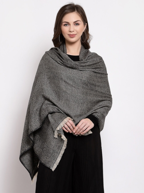 

Pashtush Women Grey & Black Printed Stole