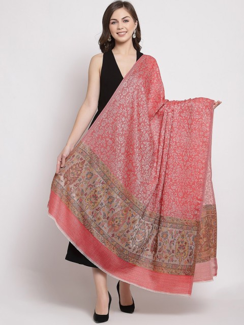 

Pashtush WomenRed Paisley Print Designer Cashmere Shawl, Red