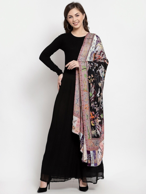 

Pashtush Women Black & Pink Printed Stole