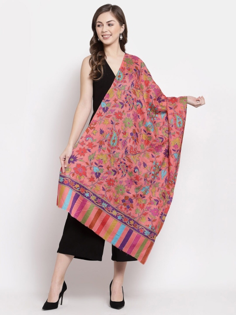 

Pashtush Women Pink & Green Embroidered Stole