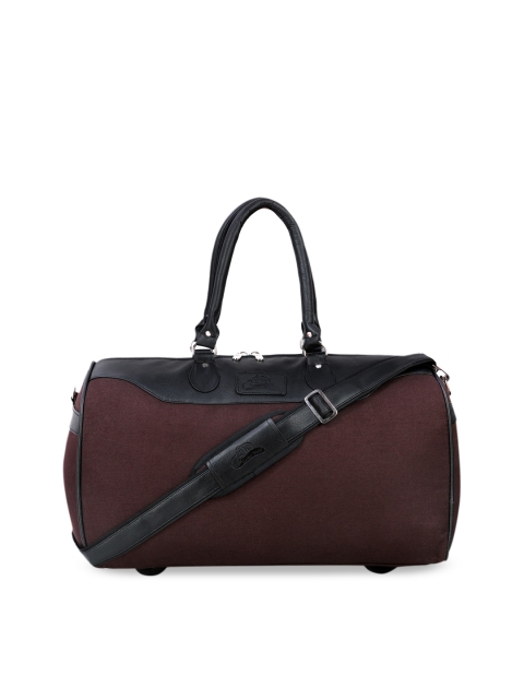

Leather World Brown & Black Solid Medium Duffle Bag