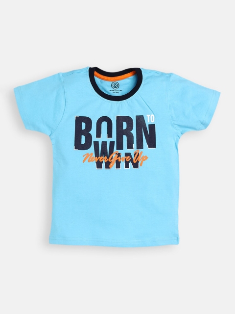 

TAMBOURINE Boys Blue Typography Printed T-shirt