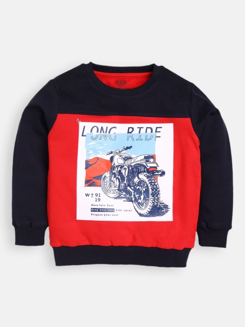 

TAMBOURINE Boys Navy Blue Printed Pure Cotton Sweatshirt
