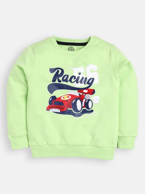 

TAMBOURINE Boys Fluorescent Green & Red Printed Sweatshirt