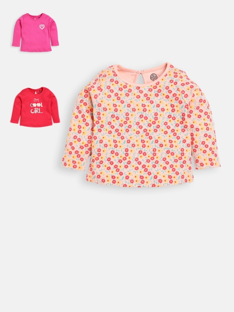 

TAMBOURINE Girls Pack Of 3 Pure Cotton T-shirts, Pink