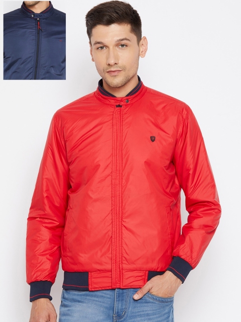 

Okane Men Navy Blue & Red Reversible Bomber Jacket