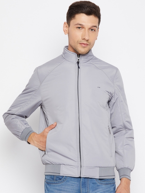 

Okane Men Grey Lightweight Bomber Jacket