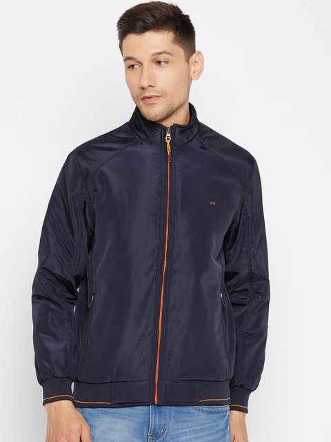 

Okane Men Navy Blue Lightweight Bomber Jacket