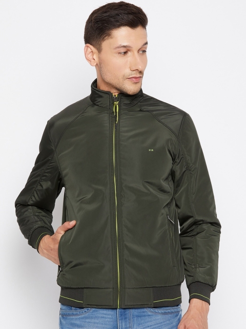 

Okane Men Olive Green Lightweight Bomber Jacket