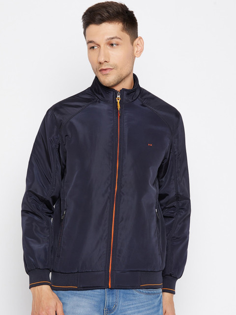 

Okane Men Navy Blue Lightweight Bomber Jacket